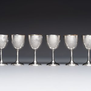 A Chinese silver tray and six gilt-silver cups, 19/20th C. — 照片 8