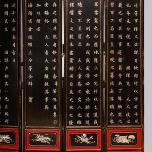 A Chinese six-fold mother-of-pearl-inlaid wooden screen for the Straits or Peranakan market, 19th C. — photo 3