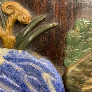 A Chinese soapstone embellished wooden box and cover, 19/20th C. — 照片 14
