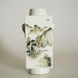 A Chinese square qianjiang cai vase with landscape designs, 20th C. — photo 10