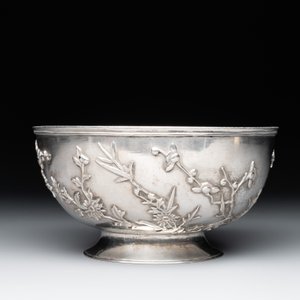 A Chinese sterling silver 'Three Friends of Winter' bowl, 20th C. — foto 4