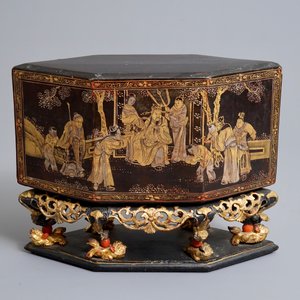A Chinese Straits or Peranakan market gilded and lacquered wood offering box, 19th C. — photo 2