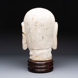 A Chinese stucco head of a Luohan, Qing — 照片 3