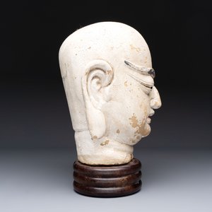 A Chinese stucco head of a Luohan, Qing — 照片 4