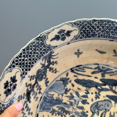 A Chinese Swatow blue and white 'Deer' dish — 照片 3