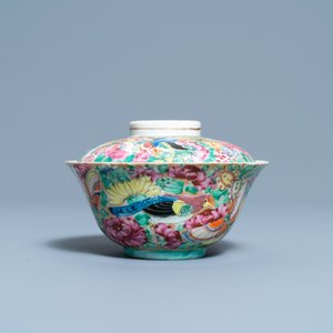 A Chinese Thai market Bencharong bowl and cover, 19th C. — 照片 2