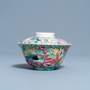 A Chinese Thai market Bencharong bowl and cover, 19th C. — 照片 4