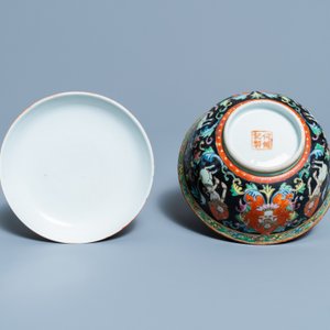 A Chinese Thai market Bencharong bowl and cover, 19th C. — 照片 6