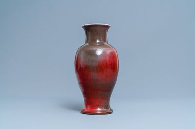 A Chinese three-colour flambé-glazed vase, 19th C.