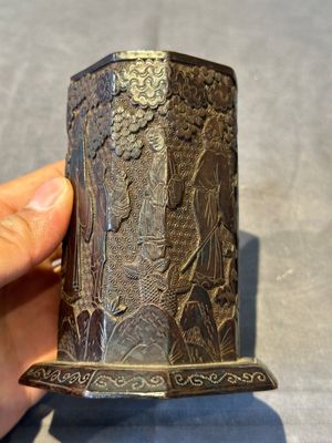 A Chinese tixi lacquer brush pot, 'bitong', Ming — 照片 4
