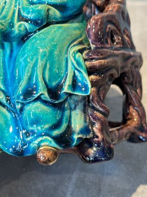 A Chinese turquoise- and aubergine-glazed sculpture of a seated scholar, 18/19th C. — 照片 10