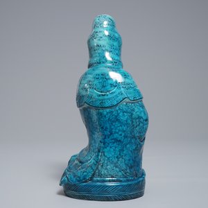 A Chinese turquoise-glazed and underglaze blue model of Guanyin, 19/20th C. — 照片 4