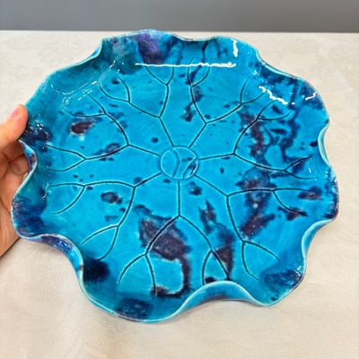 A Chinese turquoise-glazed purple-splashed 'Lotus Leaf' dish — photo 2