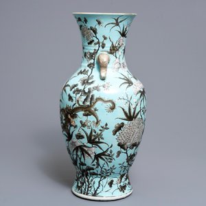 A Chinese turquoise ground Dayazhai-style dragon vase, 19th C. — 照片 2