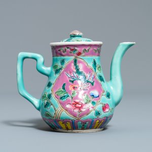 A Chinese turquoise-ground ewer and cover for the Straits or Peranakan market, 19th C. — 照片 4