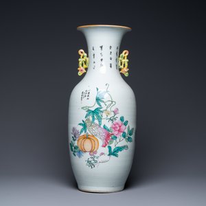 A Chinese two-sided qianjiang cai and famille rose vase, 19/20th C. — photo 3