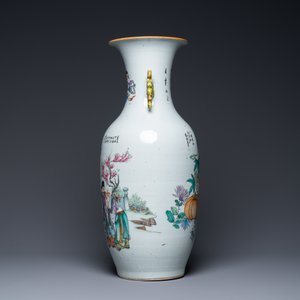 A Chinese two-sided qianjiang cai and famille rose vase, 19/20th C. — photo 4