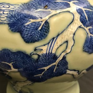 A Chinese underglaze red, blue and white celadon-ground vase, Kangxi — photo 13