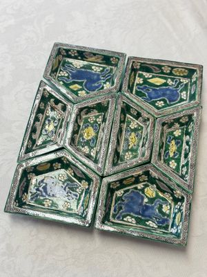 A Chinese verte biscuit eight-piece sweetmeat set with flying horses, 19th C. — photo 1