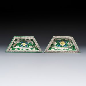 A Chinese verte biscuit eight-piece sweetmeat set with flying horses, 19th C. — photo 4