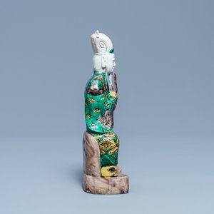 A Chinese verte biscuit figure of Wenchang Wang, Kangxi — photo 5
