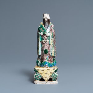 A Chinese verte biscuit figure of Zhongli Quan, Kangxi — 照片 2