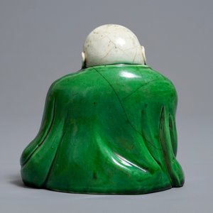 A Chinese verte biscuit model of Buddha with a child, Kangxi — 照片 4