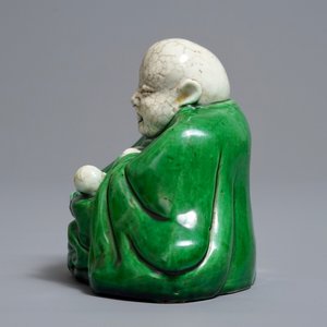 A Chinese verte biscuit model of Buddha with a child, Kangxi — 照片 5