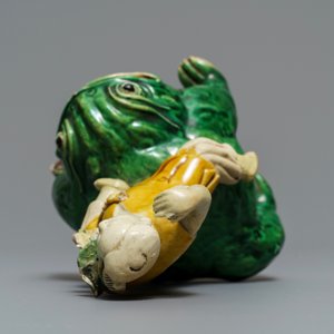 A Chinese verte biscuit model of Liu Hai on the toad, Kangxi — 照片 6