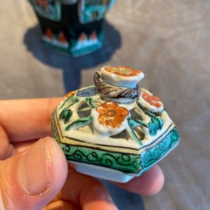 A Chinese verte biscuit reticulated teapot and cover, Kangxi — photo 13
