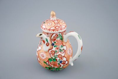 A Chinese verte-Imari chocolate jug and cover, Kangxi