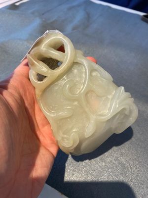 A Chinese white and russet jade lotus-form brush washer, Qing — photo 3