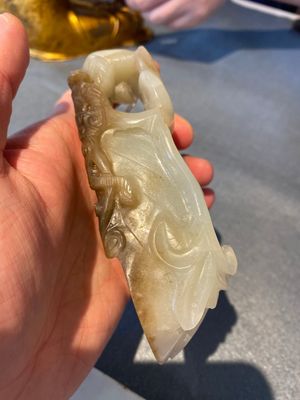A Chinese white and russet jade lotus-form brush washer, Qing — photo 4