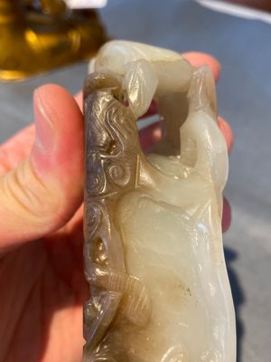 A Chinese white and russet jade lotus-form brush washer, Qing — photo 9