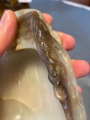 A Chinese white and russet jade lotus-form brush washer, Qing — photo 10
