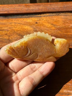 A Chinese white and russet jade mandarin fish or Chinese perch, Yuan — 照片 5