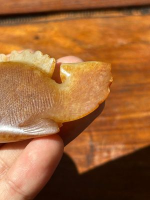 A Chinese white and russet jade mandarin fish or Chinese perch, Yuan — 照片 8