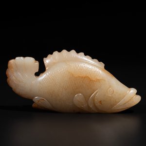 A Chinese white and russet jade mandarin fish or Chinese perch, Yuan — 照片 4