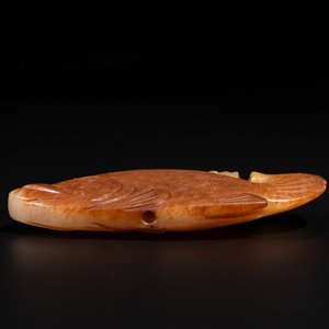 A Chinese white and russet jade mandarin fish or Chinese perch, Yuan — 照片 6