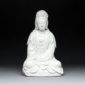 A Chinese white-glazed Guanyin, Kangxi mark, 19th C. — photo 1