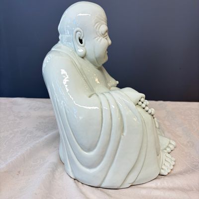 A Chinese white-glazed Milefo Buddha on a gilt-lacquered wooden lotus throne — photo 20