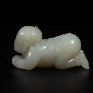 A Chinese white jade carving of a reclining boy, Qing — photo 3