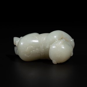 A Chinese white jade carving of a reclining boy, Qing — photo 5