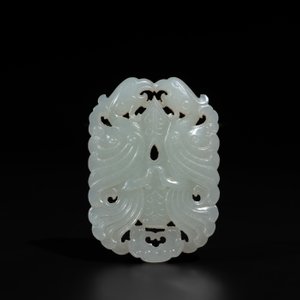 A Chinese white jade 'double phoenix' plaque, Qianlong mark and possibly of the period — 照片 4