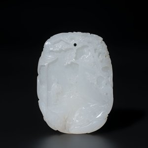 A Chinese white jade 'Xi Xiang Ji' plaque, Wenwan 文玩 mark, Qianlong — 照片 1