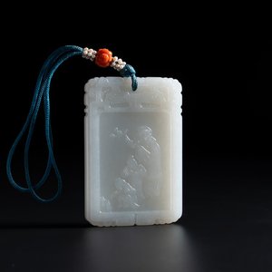A Chinese white jade Zigang-style plaque, 19/20th C. — photo 1