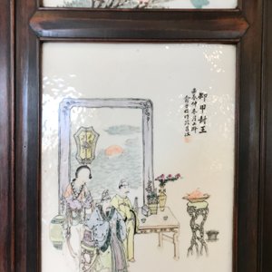 A Chinese wooden closet with 23 qianjiang cai plaques, 19/20th C. — photo 29