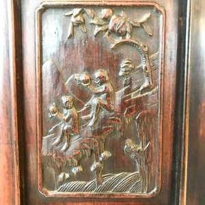 A Chinese wooden closet with 23 qianjiang cai plaques, 19/20th C. — photo 78