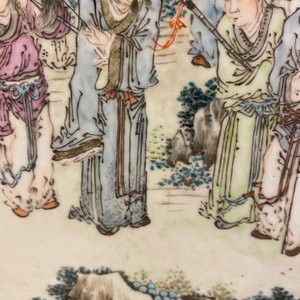 A Chinese wooden table screen with a qianjiang cai plaque, 19th C. — photo 19