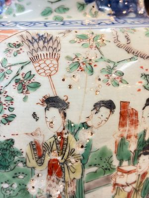 A Chinese wucai covered vase with narrative design and a jar mounted as a wine cooler, Transitional period — 照片 16